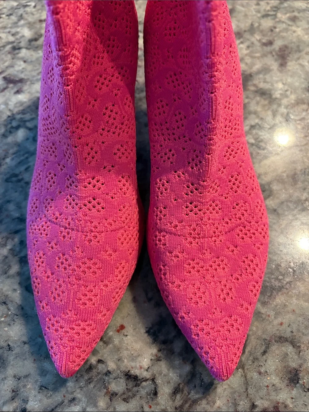 Coach Pink Knit Pointed Ankle Booties